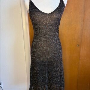 Moda Metallic Glitter Slip Dress Strappy Party Dress Size S